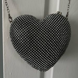 Silver Sequin Heart Evening Bag/Clutch